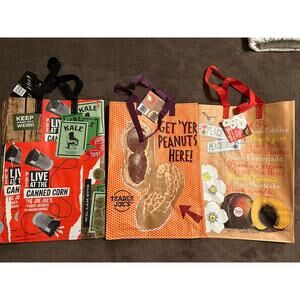 Trader Joe's Reusable Grocery Bag Lot of 3 Georgia Portland Peanuts Mystery Set